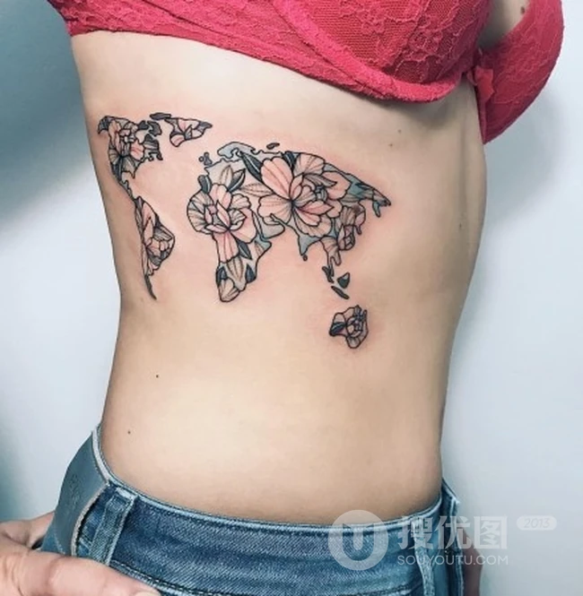 气质的腰部纹身，女生腰部花卉系列好看纹身图案欣赏 第5张