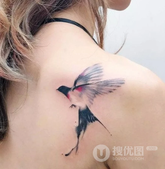 中国风特色简约清新水墨画动物纹身，适合女生的动物纹身小图案 第1张
