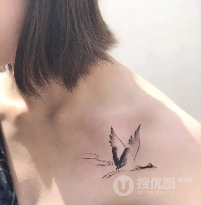 中国风特色简约清新水墨画动物纹身，适合女生的动物纹身小图案 第2张