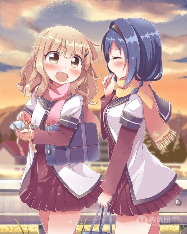 日本动漫《摇曳百合》中的赤座灯里和他的同学们的高清图片