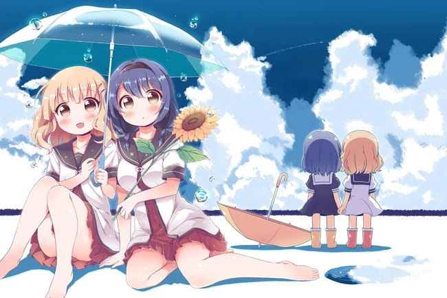 日本动漫《摇曳百合》中的赤座灯里和他的同学们的高清图片