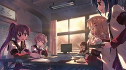 日漫《摇曳百合》剧中女中学生角色人物的高清壁纸