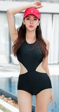 韩国女生朴多贤沙滩泳装海边，泳池旁气质写真图片