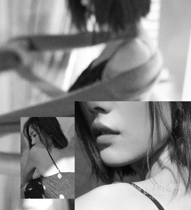 女生模特刘雯肩带连衣裙唯美胶片色室内写真图片