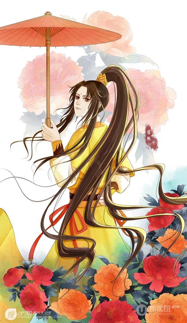 手执油纸伞的魔道祖师人物，一人一伞一花唯美古风 第8张
