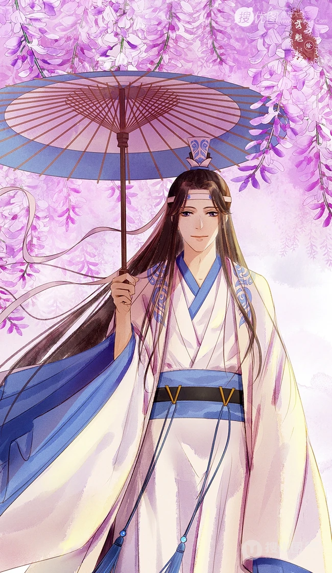 手执油纸伞的魔道祖师人物，一人一伞一花唯美古风 第5张