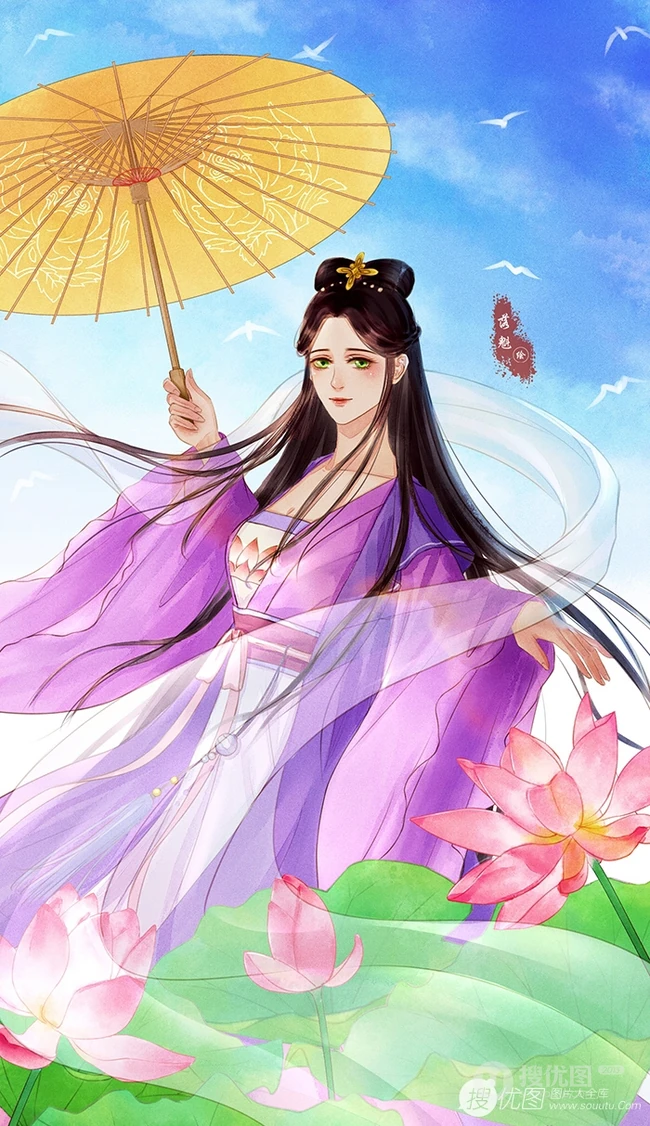 手执油纸伞的魔道祖师人物，一人一伞一花唯美古风 第7张