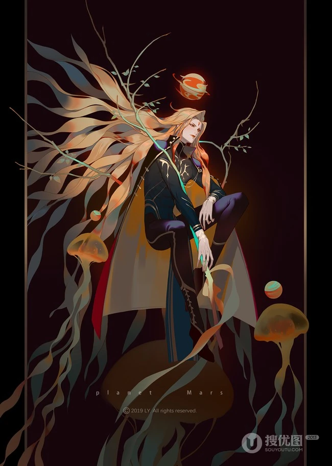 唯美的八大行星手绘插画图片 第5张