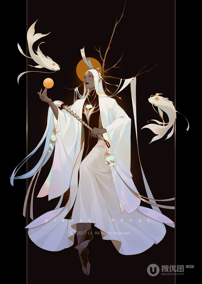 唯美的八大行星手绘插画图片 第3张