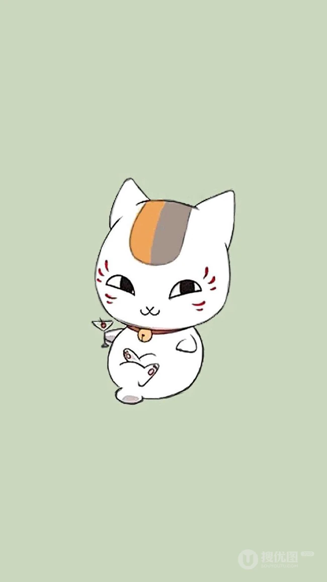 线条手绘的创意卡通萌猫手机壁纸图片