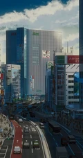 动漫《你的名字》剧中的那些城市里的交通设施唯美图片
