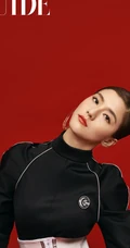 吴千语《艺领时尚GUIDE》杂志写真大片，黑衣皮裤耳环夸张