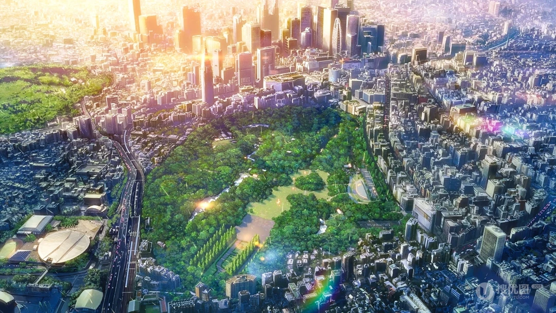 《你的名字》剧中各种唯美的风景场景插画壁纸，风格梦幻唯美