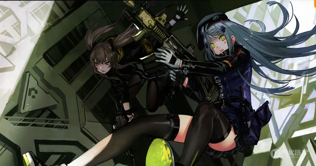 手游《少女前线》角色手持M416自动步枪的美少女们4K壁纸