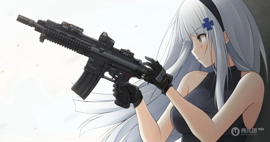 手游《少女前线》角色手持M416自动步枪的美少女们4K壁纸