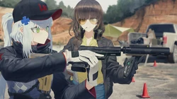手游《少女前线》角色手持M416自动步枪的美少女们4K壁纸