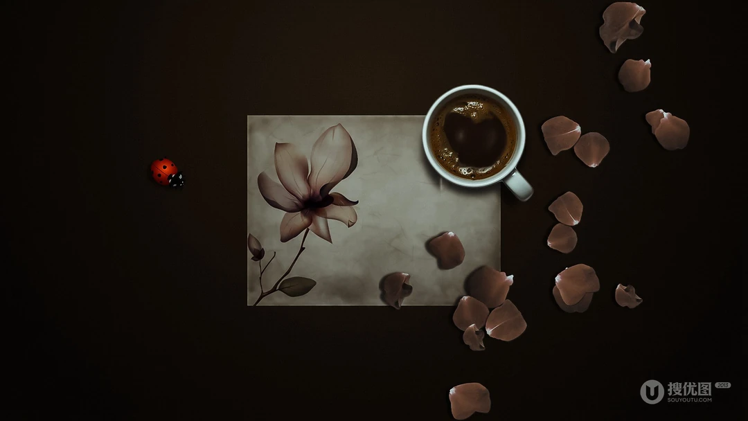 笑脸的星巴克黑咖啡创意壁纸图片