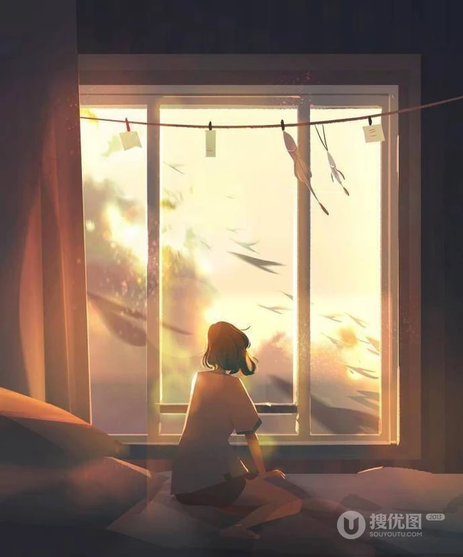 一个人的生活，唯美手绘小女孩生活场景意境插画美图