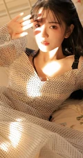 韵味十足清新女孩着公主裙室内迎着阳光室内写真图片
