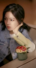 赵今麦卷发发型搭牛仔衣唯美朦胧室内写真图集