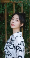 女明星徐好清新白色字母衬衫路边藤蔓前写真图片