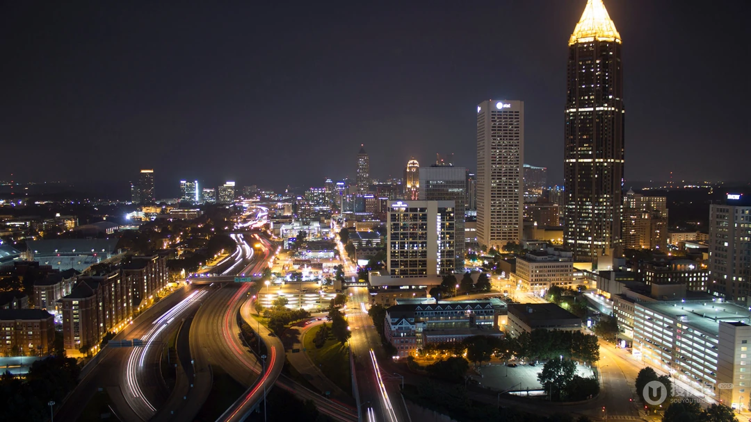 璀璨的城市夜景灯光，直升机上看城市的唯美壁纸图片