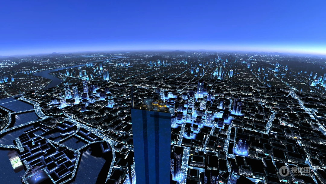 璀璨的城市夜景灯光，直升机上看城市的唯美壁纸图片