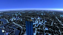 璀璨的城市夜景灯光，直升机上看城市的唯美壁纸图片