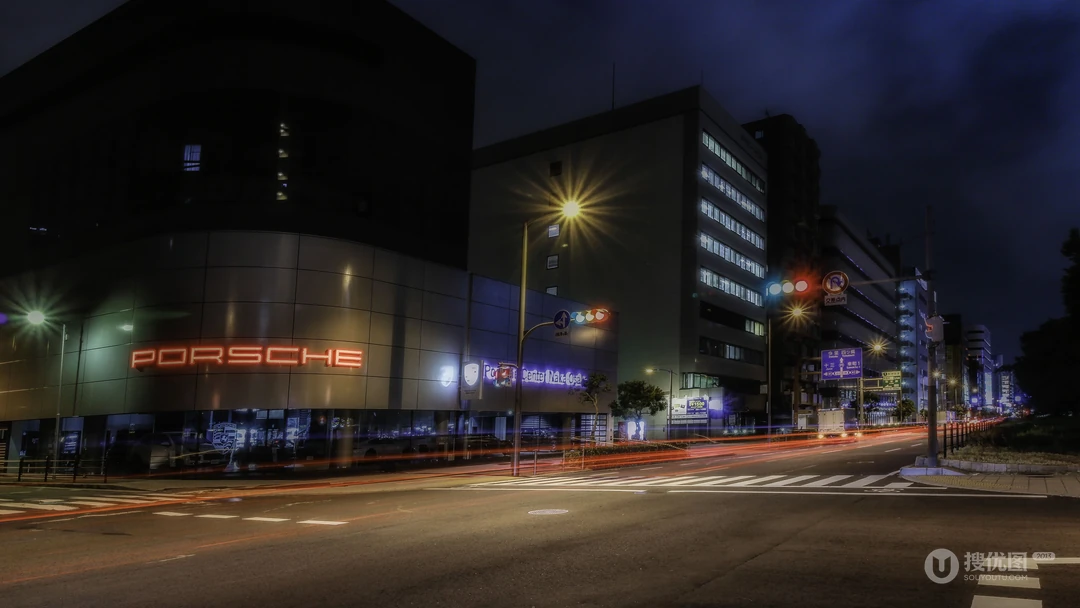唯美夜间城市航拍，城市夜景灯光壁纸图片