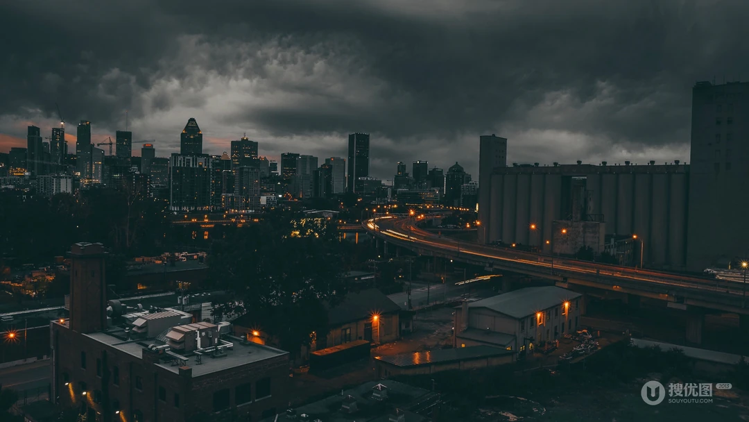唯美夜间城市航拍，城市夜景灯光壁纸图片