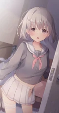 可爱的动漫萌妹子，呆萌的动漫女学生手机壁纸