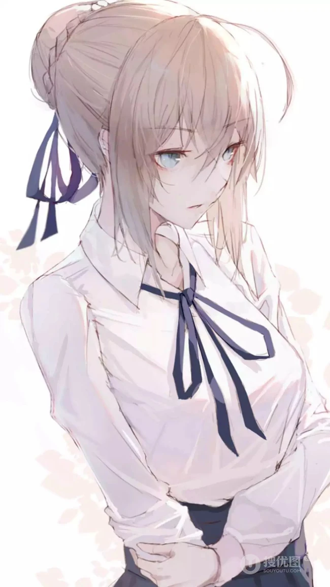 可爱的动漫萌妹子，呆萌的动漫女学生手机壁纸