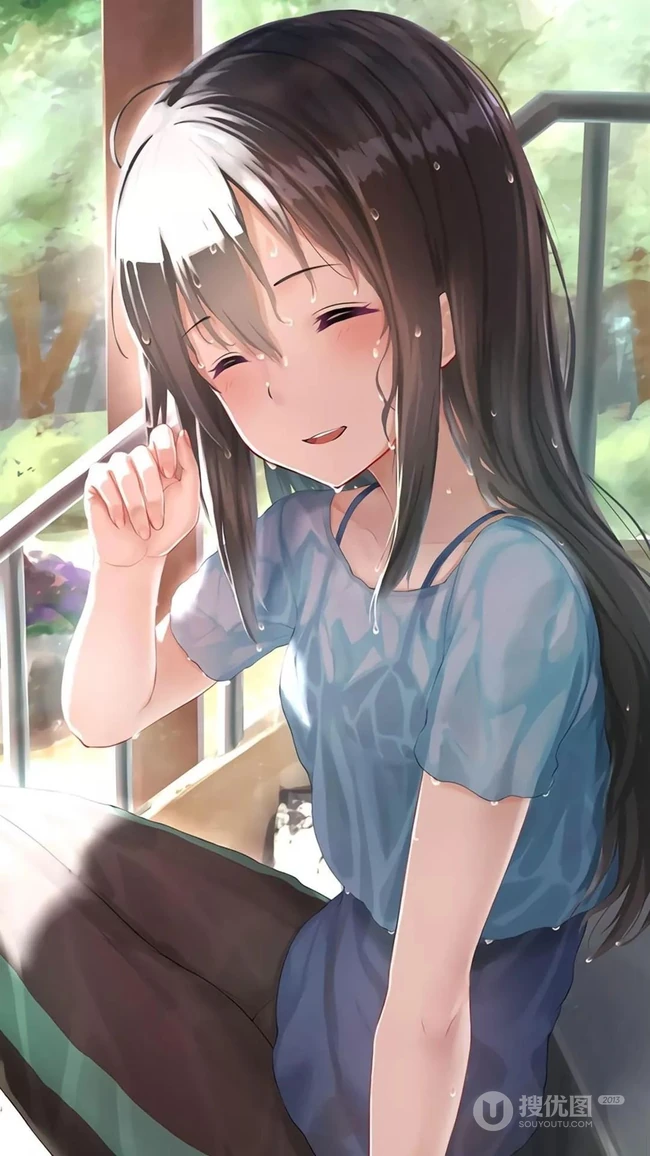 可爱的动漫萌妹子，呆萌的动漫女学生手机壁纸