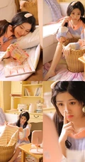和最爱零食作伴的双马尾清甜少女毛衣短裤室内写真
