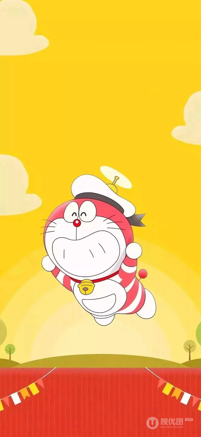 可爱的线条卡通角色叮当猫，古风人物，爱丽丝等手机壁纸