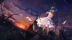 拉小提琴的初音，动漫虚拟人物初音未来的唯美壁纸图片