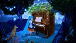 拉小提琴的初音，动漫虚拟人物初音未来的唯美壁纸图片
