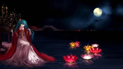 拉小提琴的初音，动漫虚拟人物初音未来的唯美壁纸图片