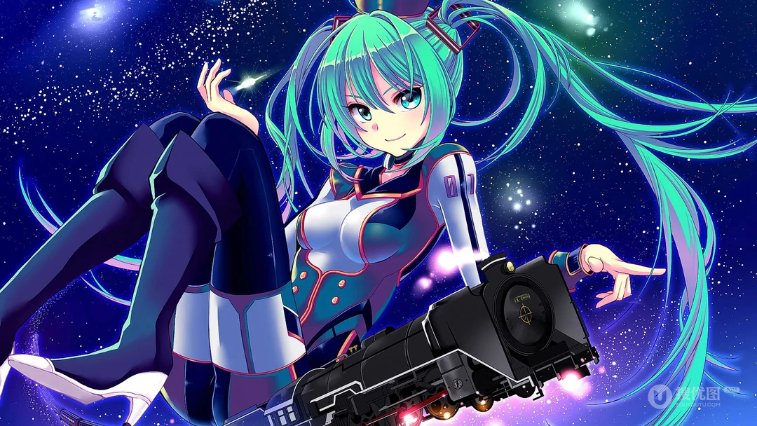 拉小提琴的初音，动漫虚拟人物初音未来的唯美壁纸图片