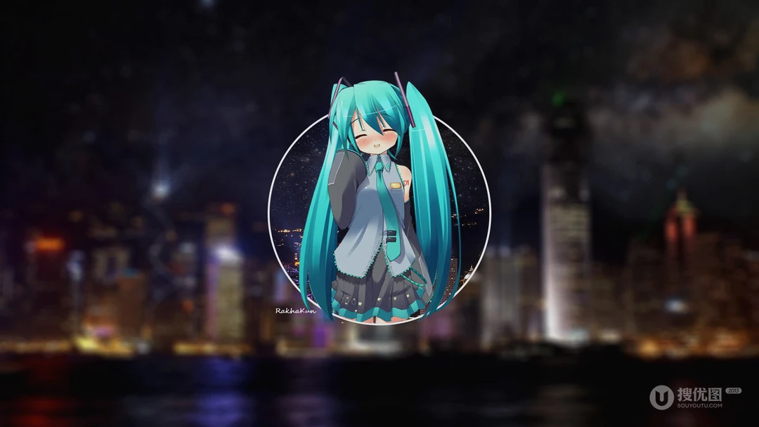 拉小提琴的初音，动漫虚拟人物初音未来的唯美壁纸图片
