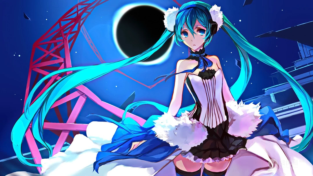 拉小提琴的初音，动漫虚拟人物初音未来的唯美壁纸图片