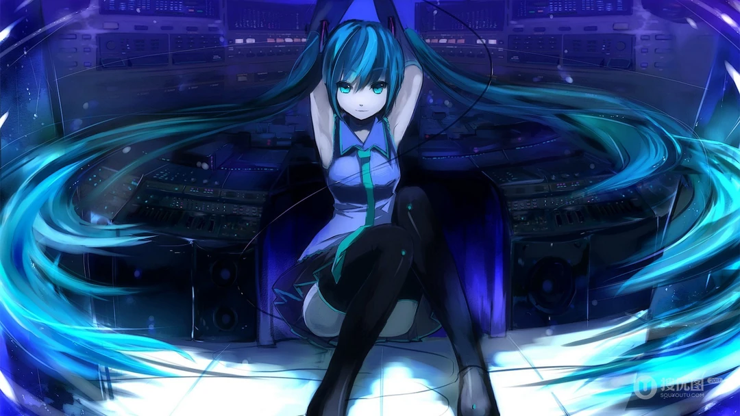 拉小提琴的初音，动漫虚拟人物初音未来的唯美壁纸图片