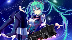 拉小提琴的初音，动漫虚拟人物初音未来的唯美壁纸图片