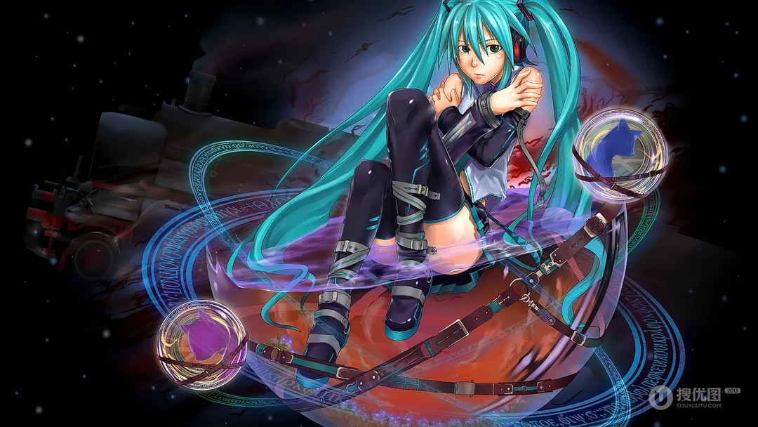 呆萌可爱的动漫人物初音未来形象高清壁纸
