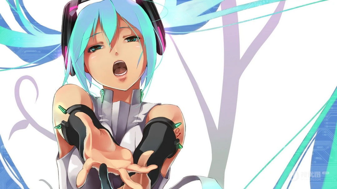 呆萌可爱的动漫人物初音未来形象高清壁纸