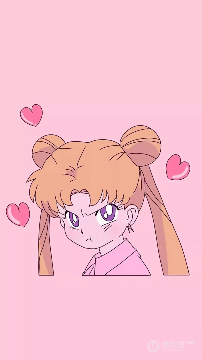 线条手绘简约的女学生，星巴克咖啡等卡通手机壁纸