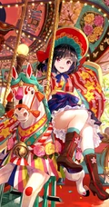 红红的中国风画风的动漫女孩手机壁纸看着就很吉利