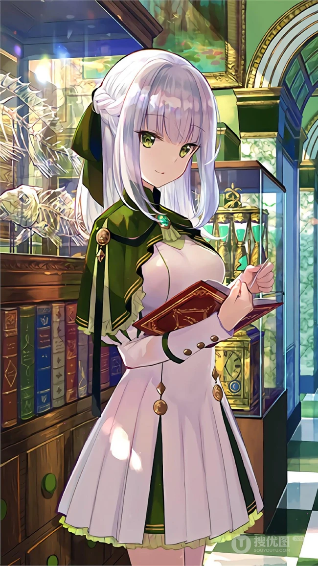 红红的中国风画风的动漫女孩手机壁纸看着就很吉利