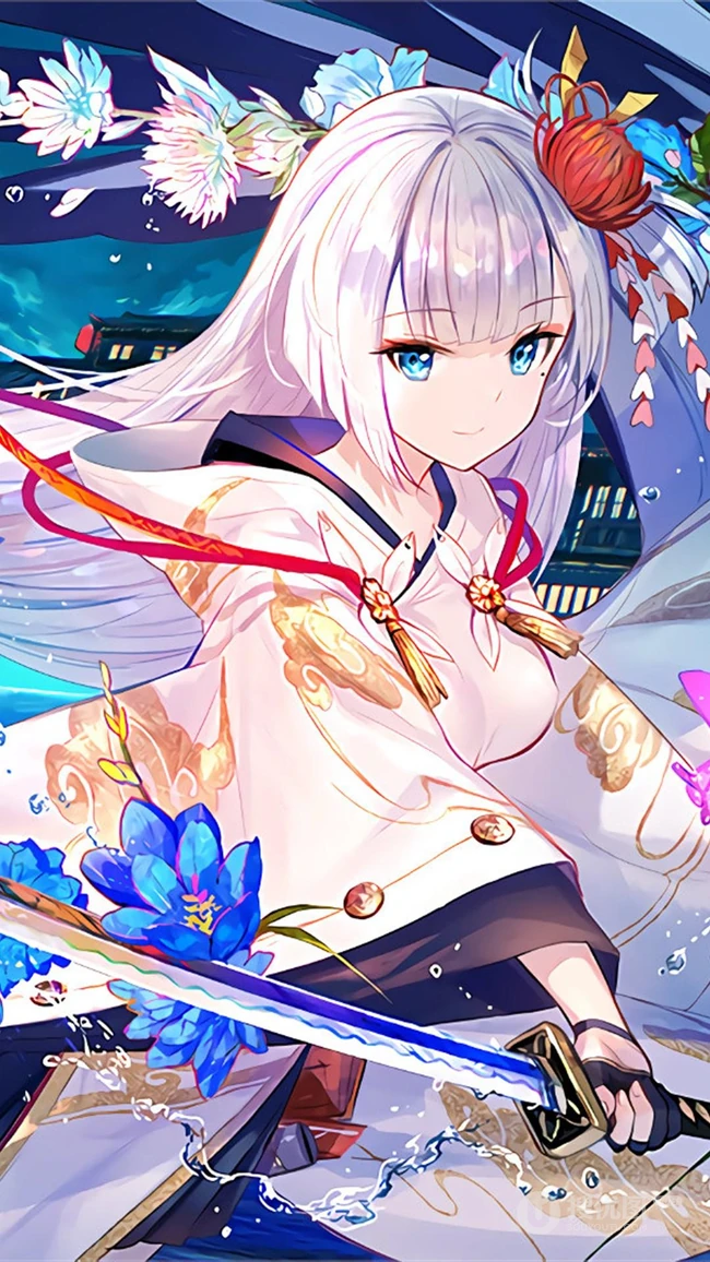 红红的中国风画风的动漫女孩手机壁纸看着就很吉利