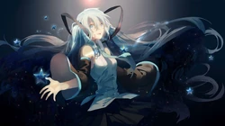 可爱的穿圣诞服的初音，飞在天空的初音未来壁纸图片